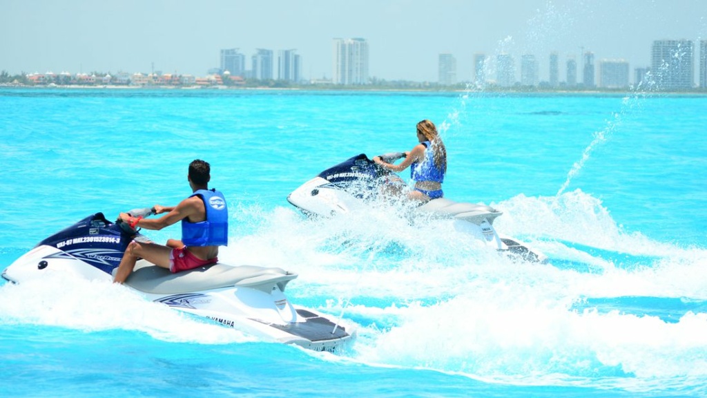 Jet Ski in the beautiful blue ocean 